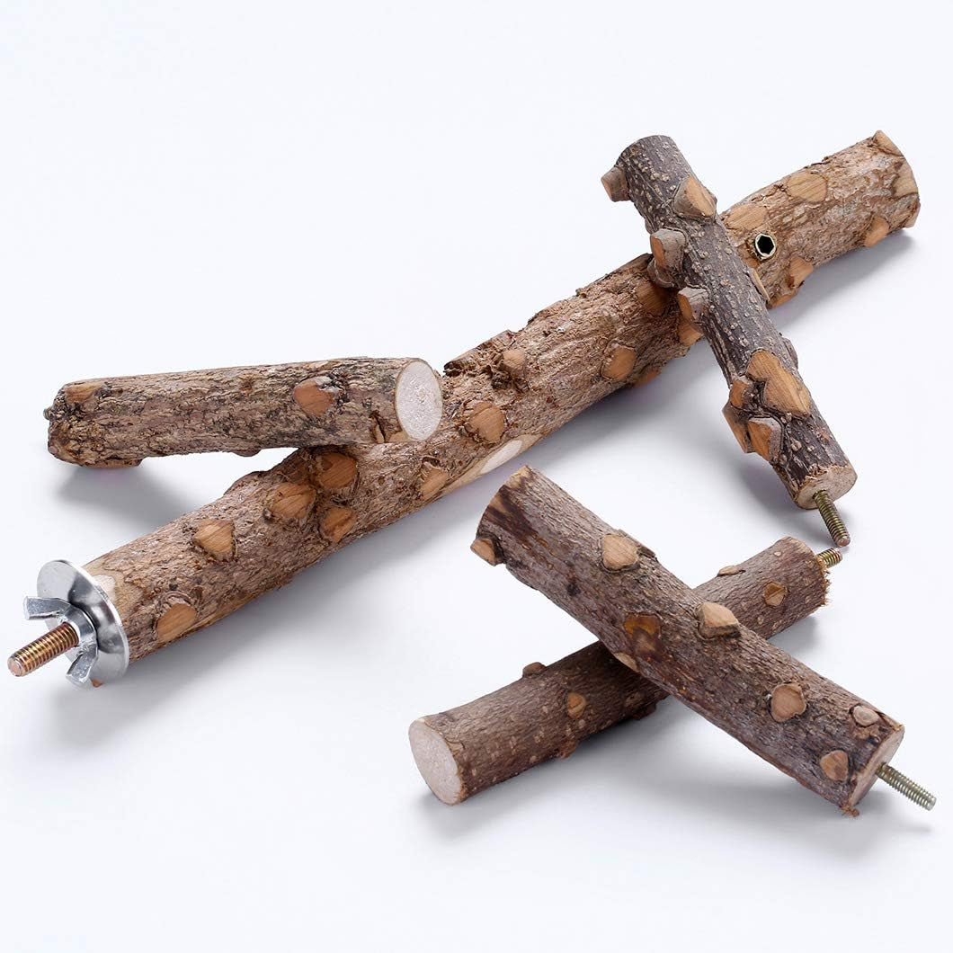 Bird Perch Nature Wood Stand for Small Medium Parrots