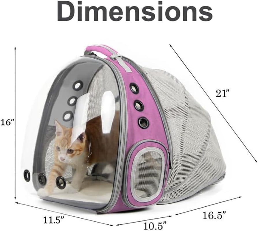 Expandable Cat Backpack, Space Capsule Bubble Transparent Clear Pet Carrier for Small Dog, Pet Carrying Hiking Traveling Backpack