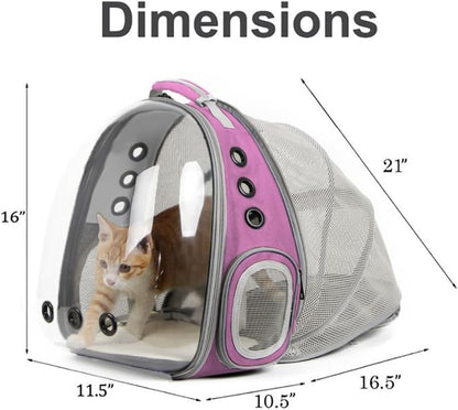 Expandable Cat Backpack, Space Capsule Bubble Transparent Clear Pet Carrier for Small Dog, Pet Carrying Hiking Traveling Backpack