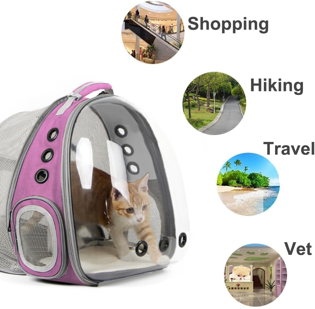 Expandable Cat Backpack, Space Capsule Bubble Transparent Clear Pet Carrier for Small Dog, Pet Carrying Hiking Traveling Backpack