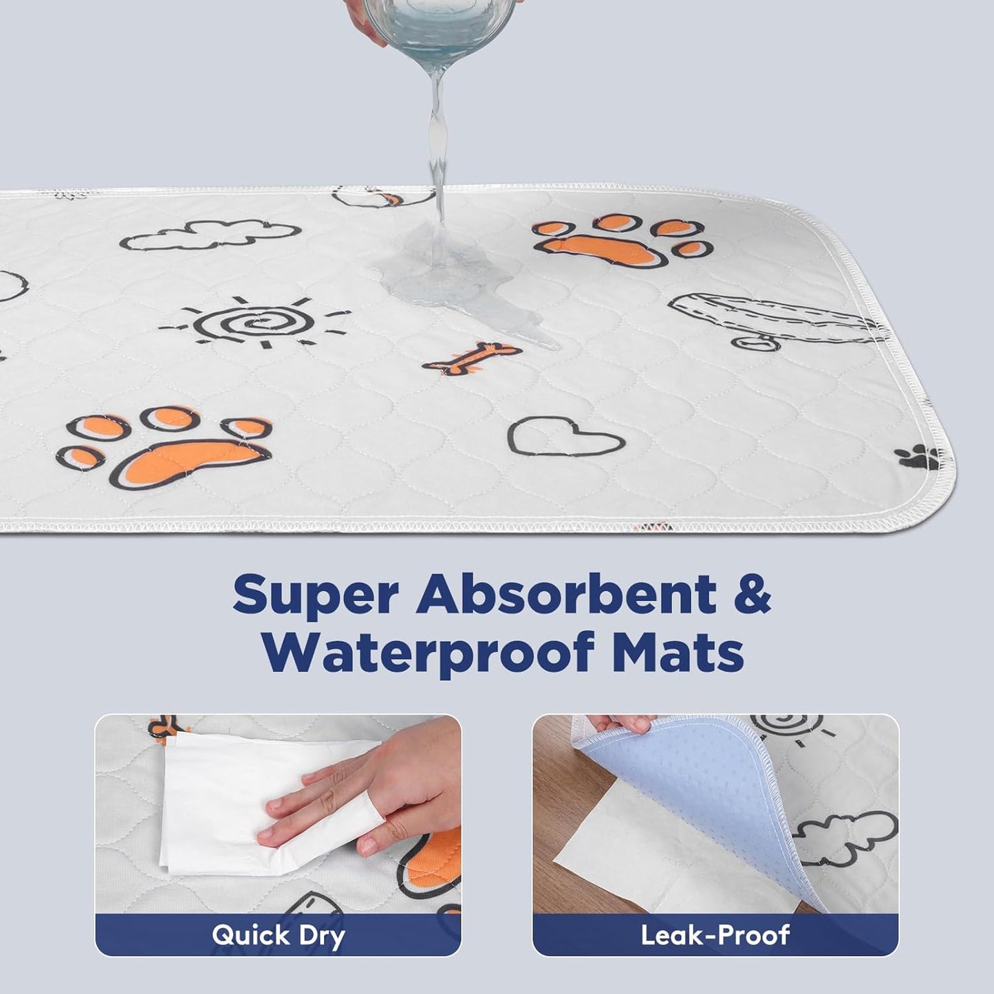 Washable Pee Pads for Dogs, 2 Pack Large 36"X41" Super Absorbent Reusable Dog Training Pads, 100% Waterproof Non-Slip Puppy Pads Whelping Dog Playpen Indoor Dog Pads Mat Pet Supplies
