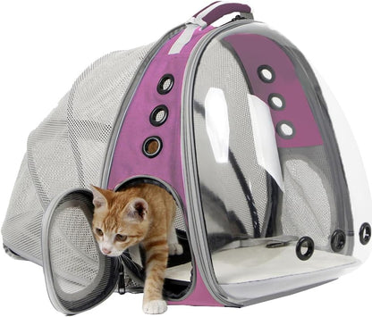 Expandable Cat Backpack, Space Capsule Bubble Transparent Clear Pet Carrier for Small Dog, Pet Carrying Hiking Traveling Backpack
