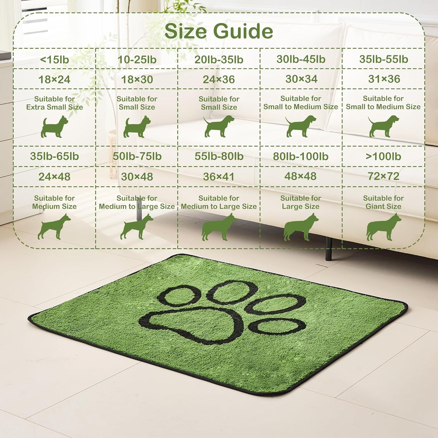 Washable Pee Pads for Dogs, 2 Pack Super Absorbent Reusable Puppy Pads with Green Long Wool for Potty Training, Floor, Couch, Bed, and Crate,18"X 24"