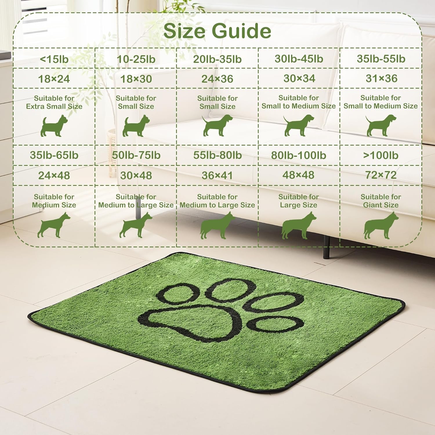 Washable Pee Pads for Dogs, 2 Pack Super Absorbent Reusable Puppy Pads with Green Long Wool for Potty Training, Floor, Couch, Bed, and Crate,18"X 24"