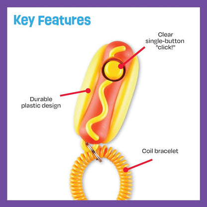 Dog Clicker Hot Dog - Dog Training Clicker for All Breeds, Perfect for Dog Training and Obedience Games