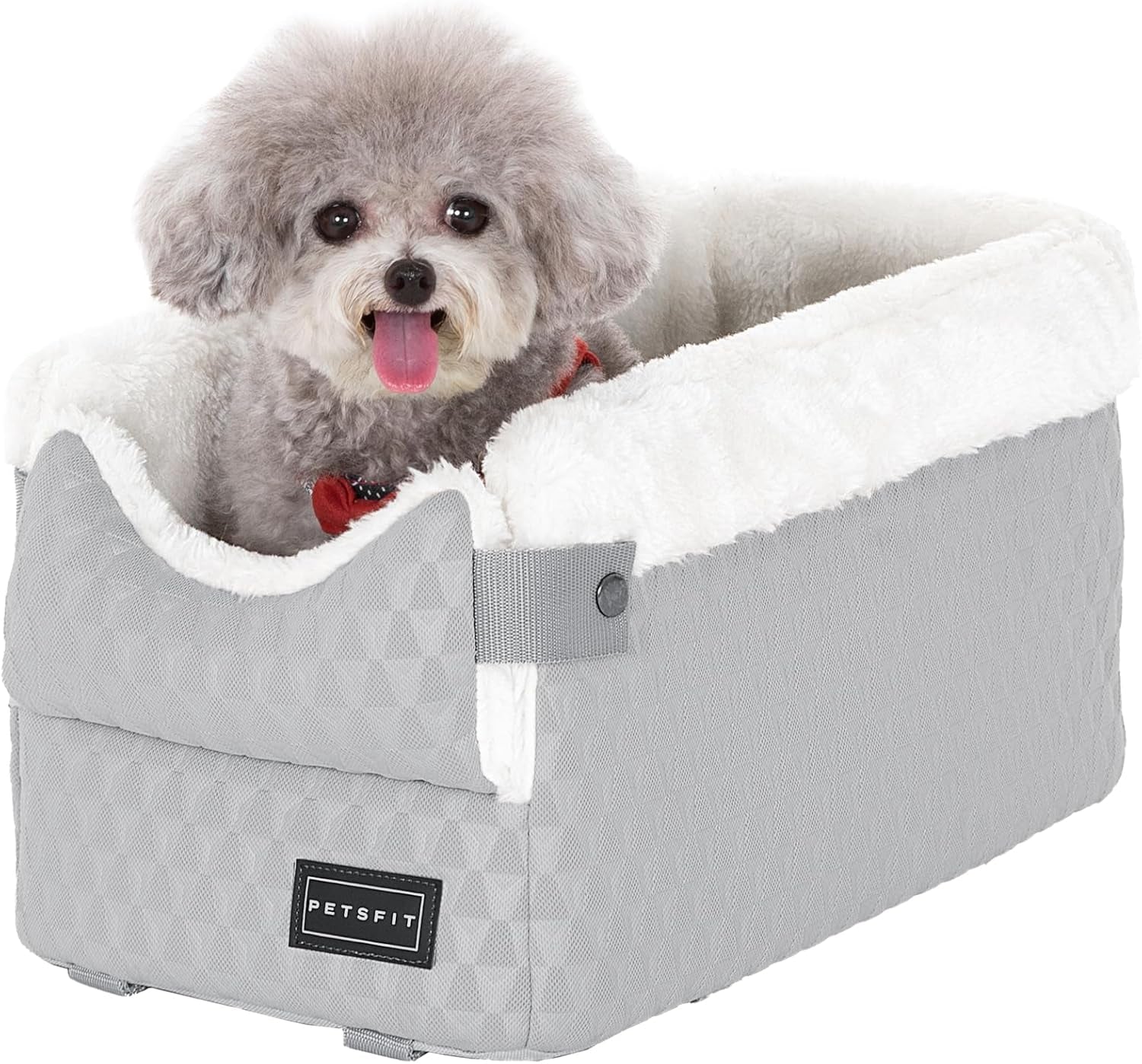 Dog Car Seats for Small Dogs with Safe Protection Hooks, Small Dog Car Seat with Upgraded Safety Tethers, Washable Cushion, Center Console Dog Car Seat (Light Grey)