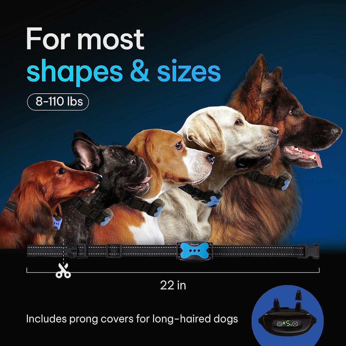 Dog Bark Collar | Smart Collar for Dog Training | Beep & Vibration | Rechargeable & Waterproof | No Shock Collar for Dogs | anti Bark Collar for Large Dog, Medium Dog, Small Dog | 12-110 Lbs