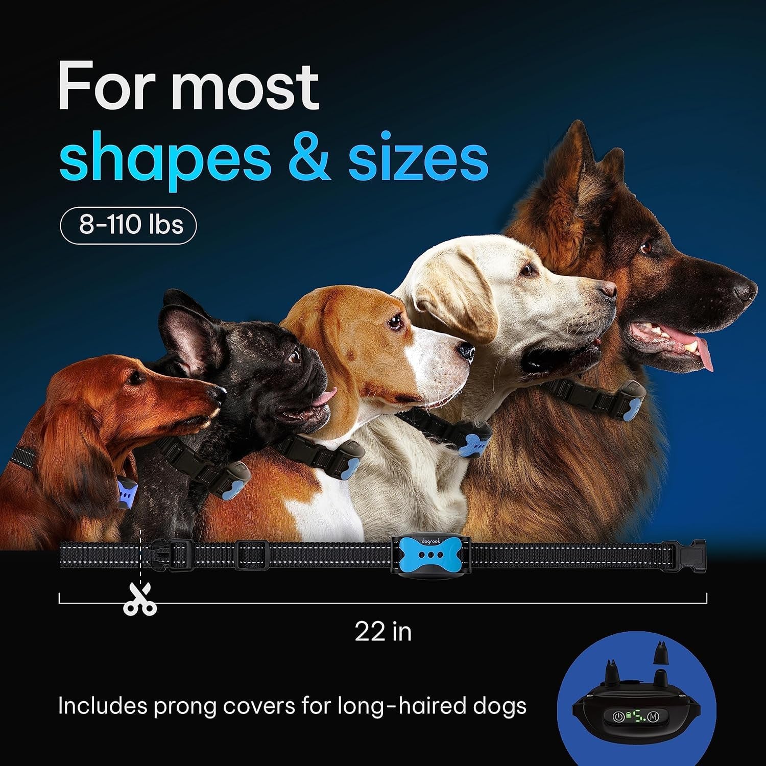 Dog Bark Collar | Smart Collar for Dog Training | Beep & Vibration | Rechargeable & Waterproof | No Shock Collar for Dogs | anti Bark Collar for Large Dog, Medium Dog, Small Dog | 12-110 Lbs